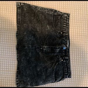 Black denim mini skirt